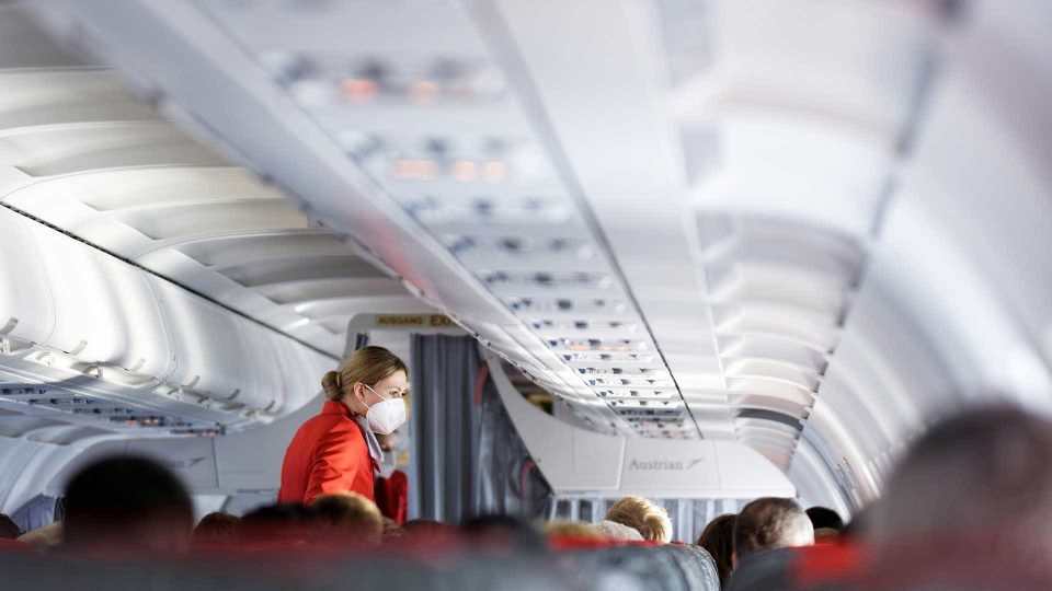 Airplane stewardess working