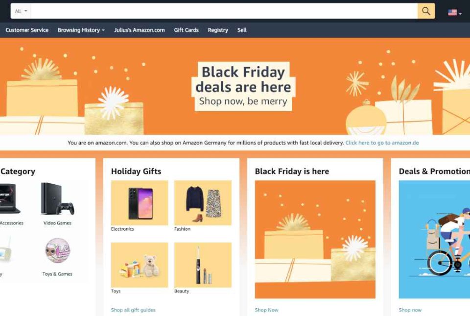 Amazon Black Friday homepage