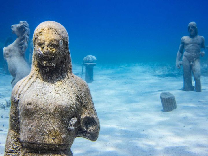 Antique underwater statues in Cyprus