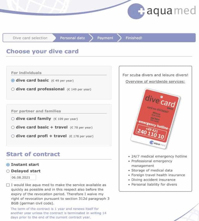 aquamed Dive Card 6 aquamed plans