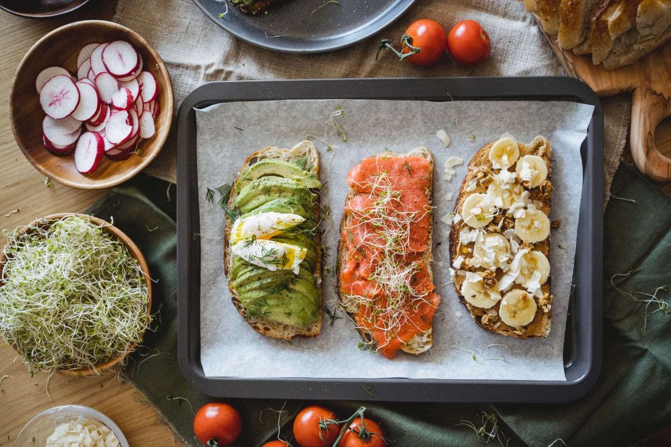 Bread with various toppings