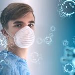 Coronavirus around boy with mask