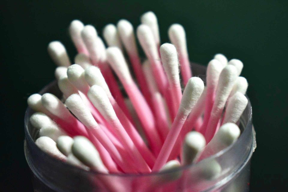 Cotton sticks in glass