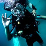 Happy diver during discover scuba event