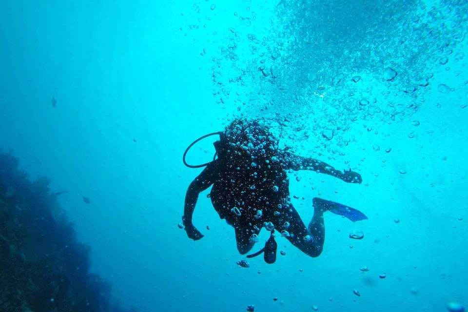 Distressed diver underwater