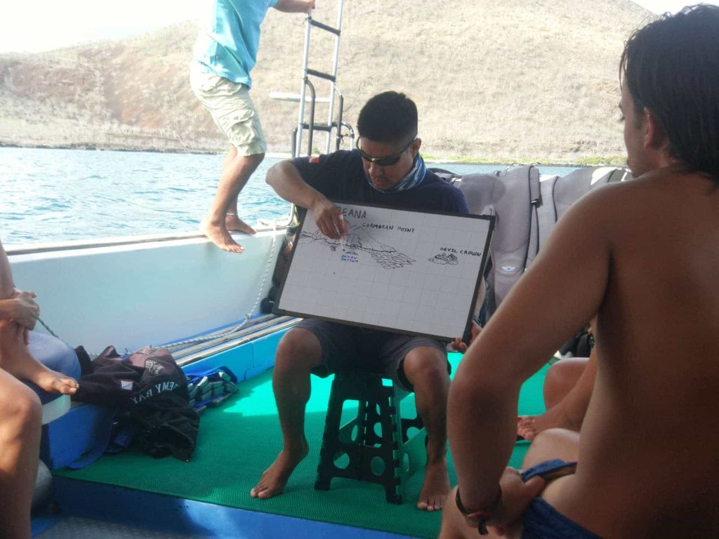 Dive briefing on boat