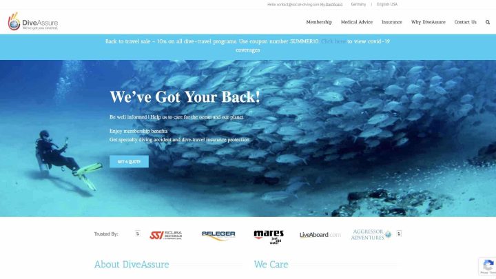 DiveAssure homepage