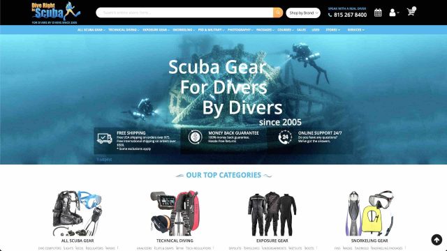 Dive Right in Scuba homepage