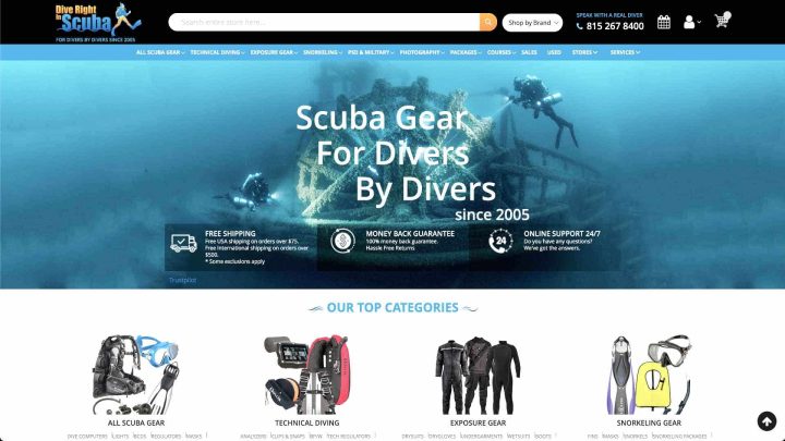 Dive Right in Scuba homepage.