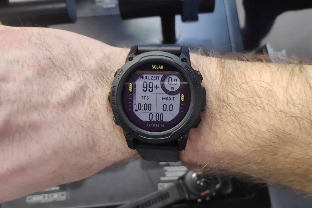 Garmin Descent G1 Solar dive computer worn on wrist