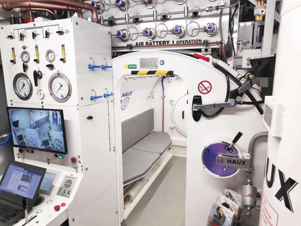 Inside of hyperbaric oxygen chamber