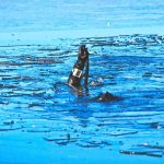 Taucher beim Abstieg ins Eiswasser