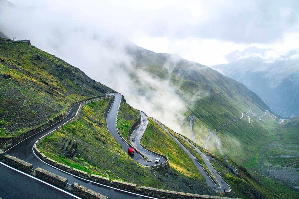 Roads through Alps in Italy