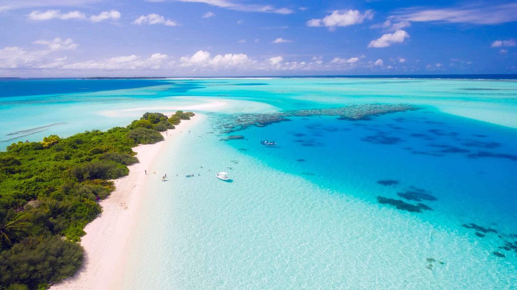 Beach along island in the Maldives