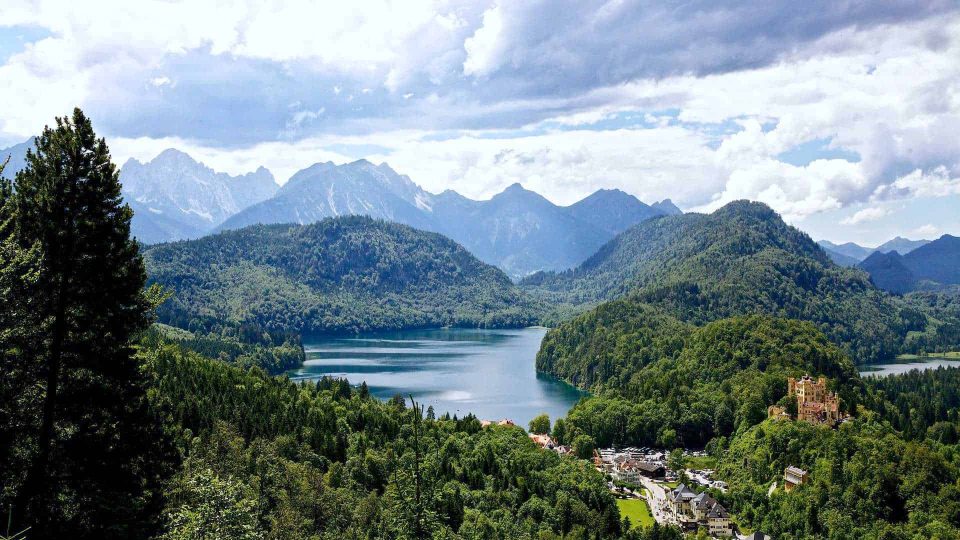 Castle Hohenschwangau, Germany next to mountain lake