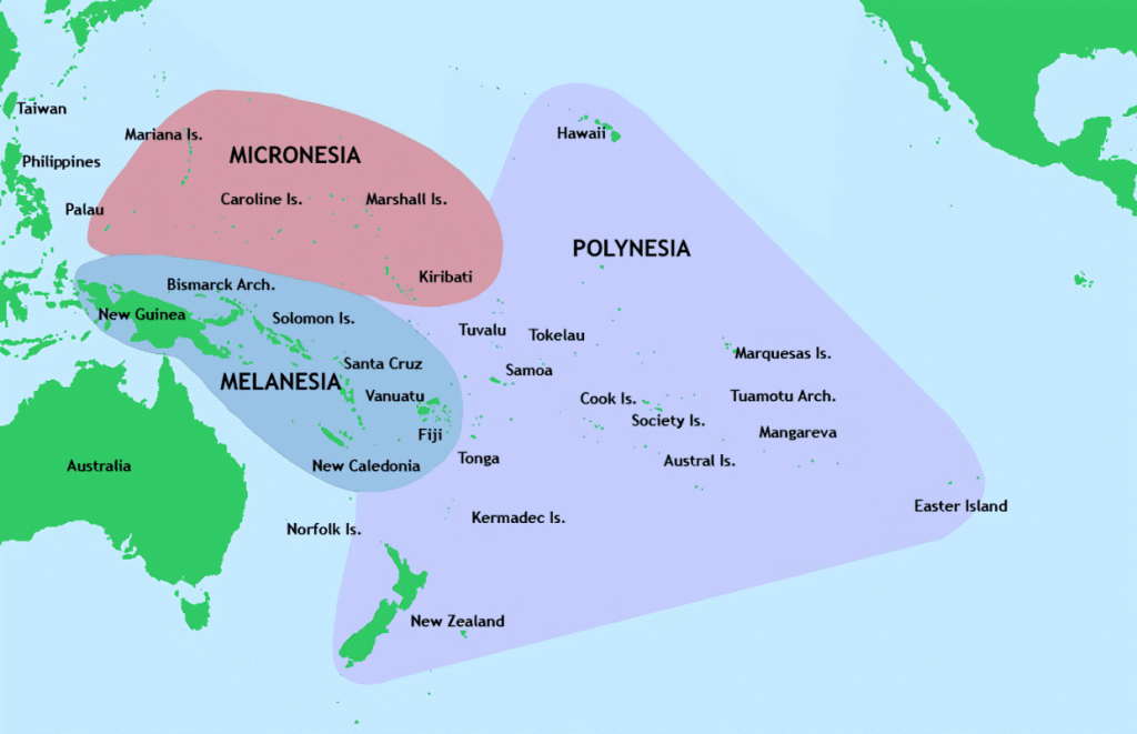 The four regions of Oceania