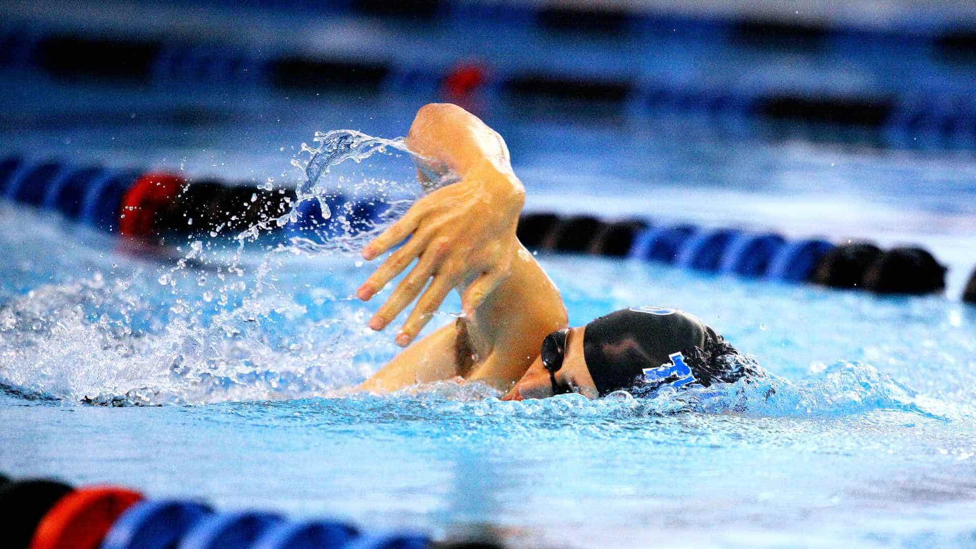 Olympic swimmer in lane
