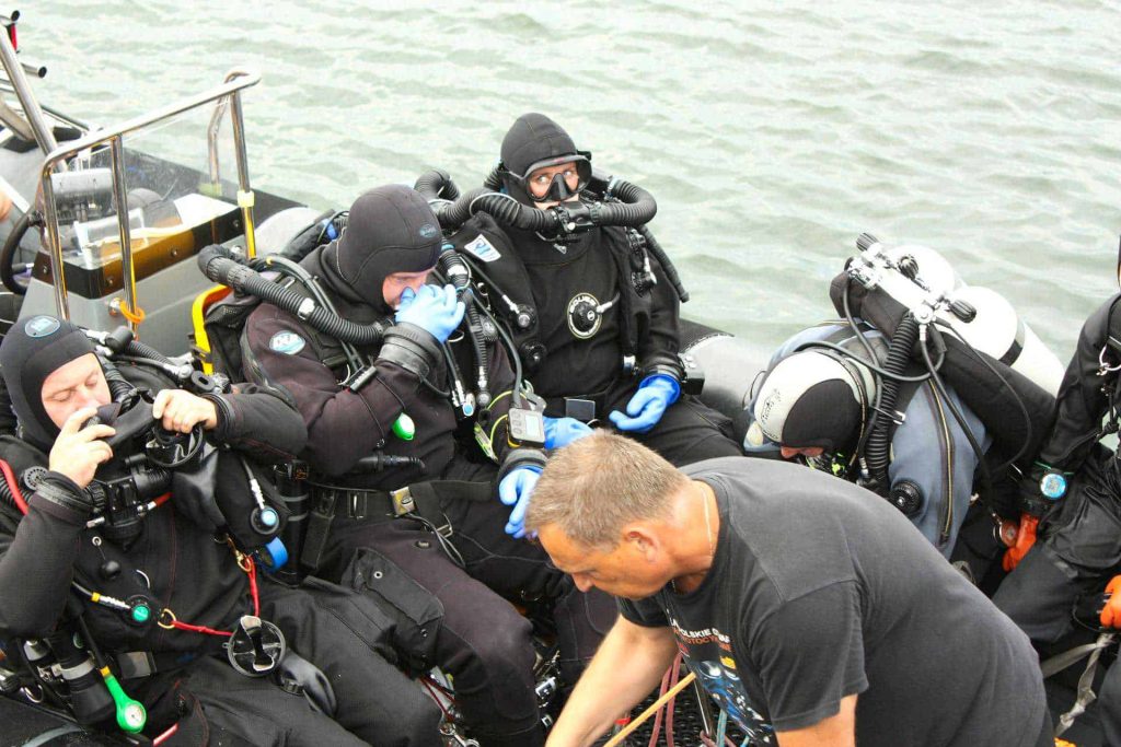 Europe 5 Group of rebreather divers on boat