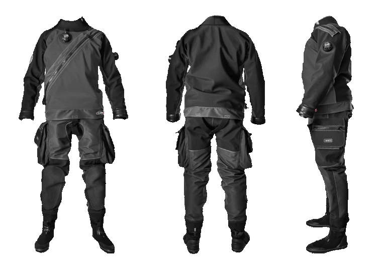 Santi Elite Plus drysuits from all sides