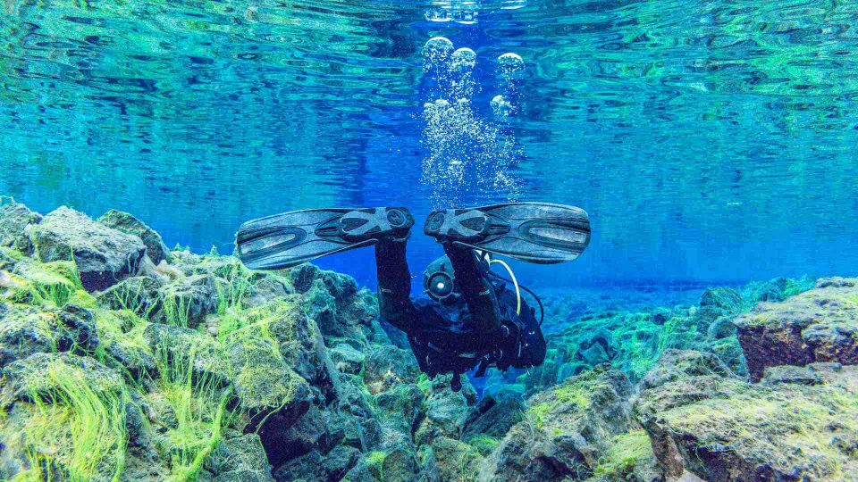 Scuba diver in Silfra rift