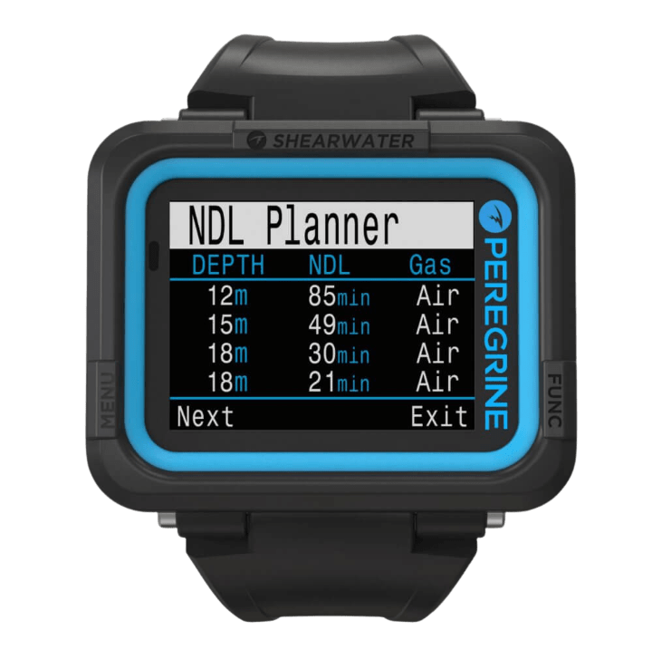 Shearwater Peregrine 8 Shearwater Peregrine dive computer NDL planner