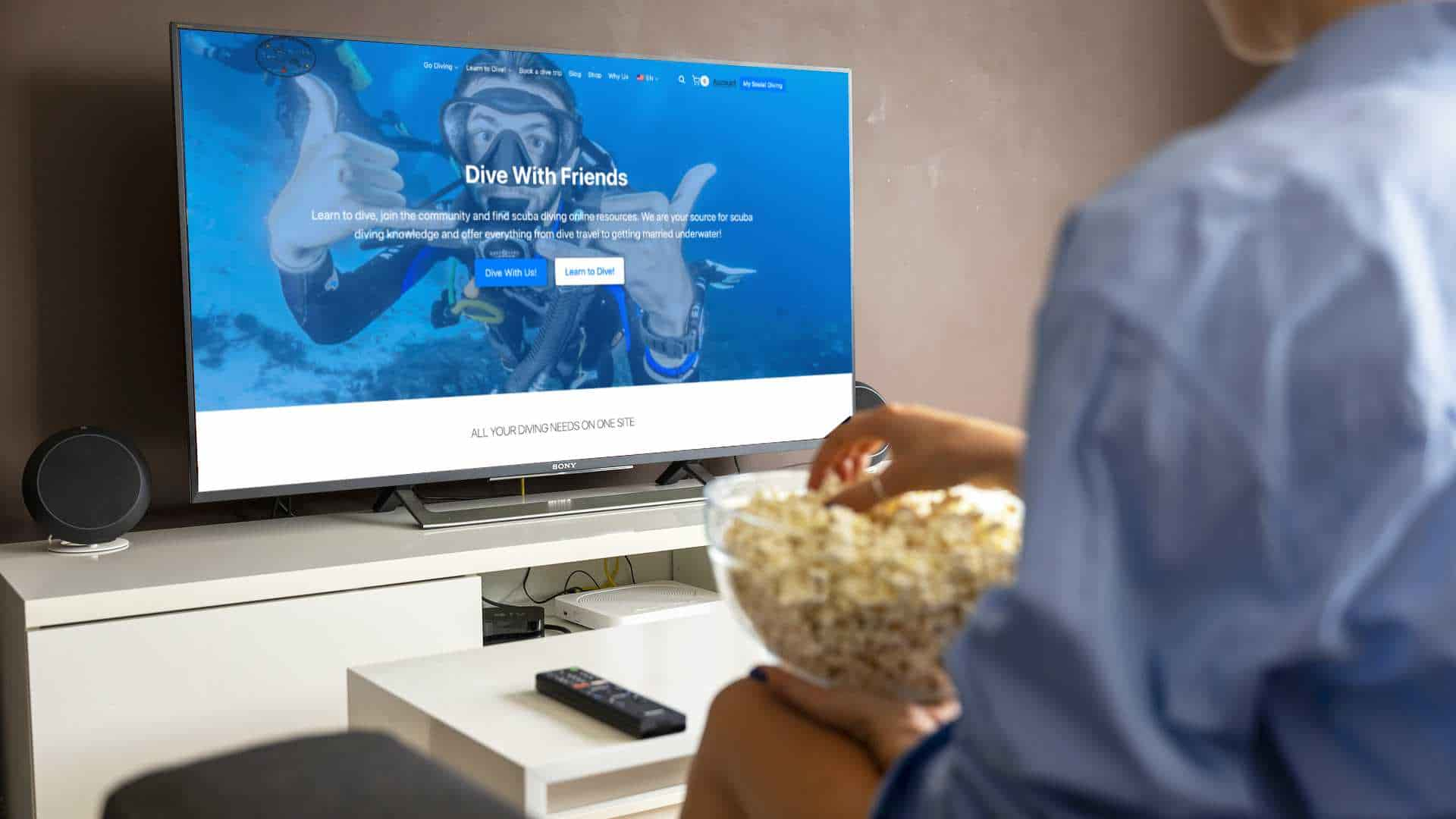 Social Diving auf Fernsehbildschirm