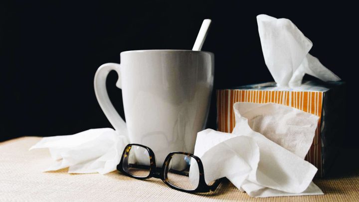 Tissues and tea due to sickness.