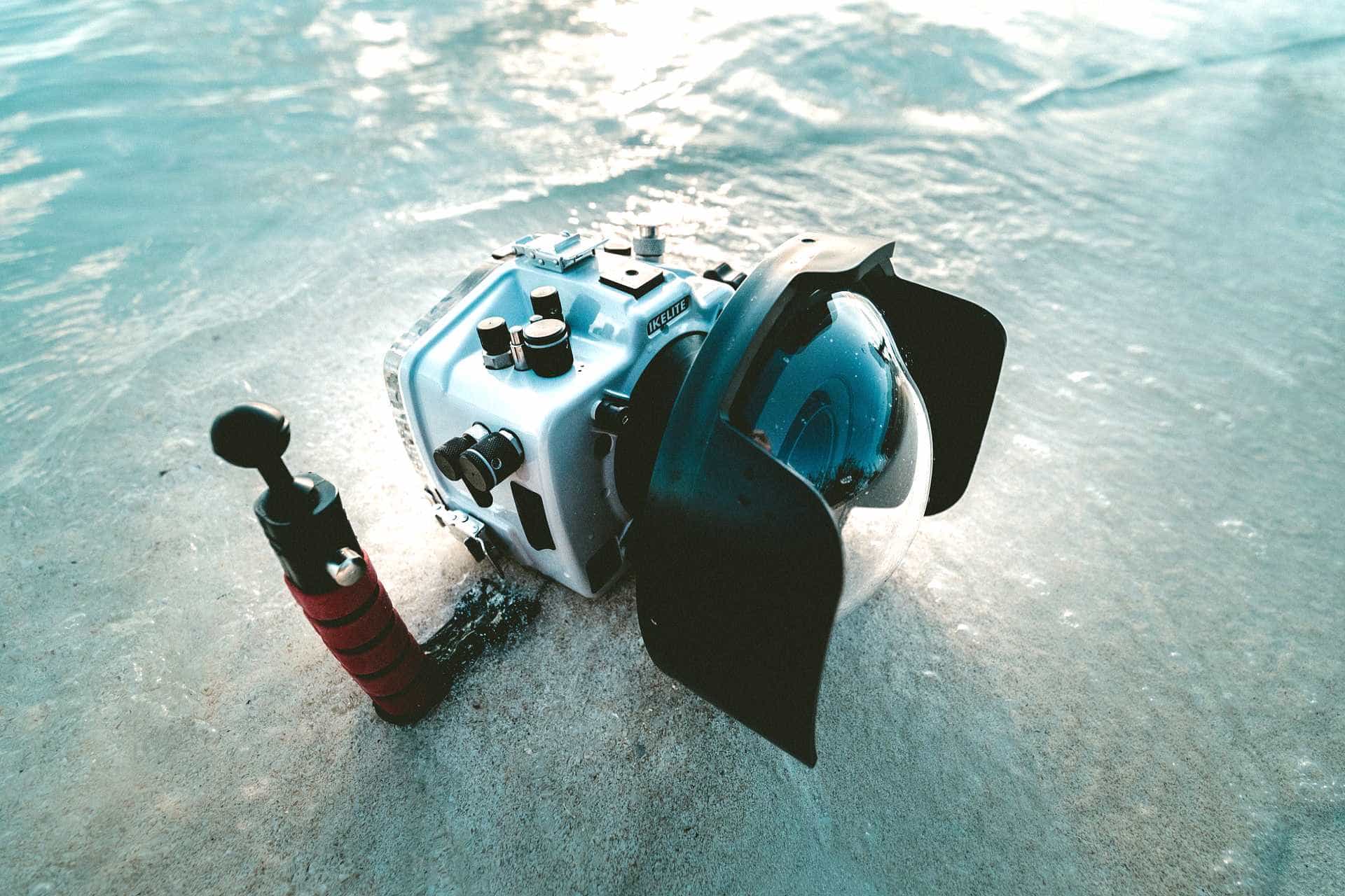 Underwater camera on beach