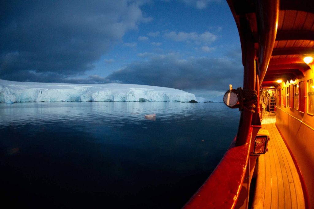 Antarctica view from ship railing